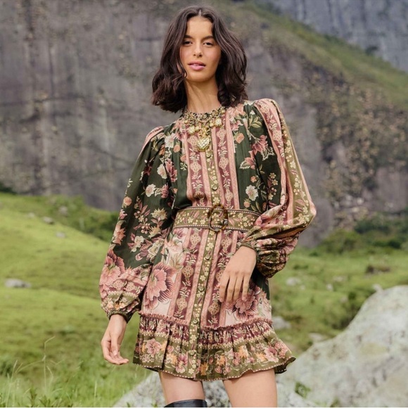 FARM Rio Dresses & Skirts - Farm Rio Green Flowering Garden Mini Dress